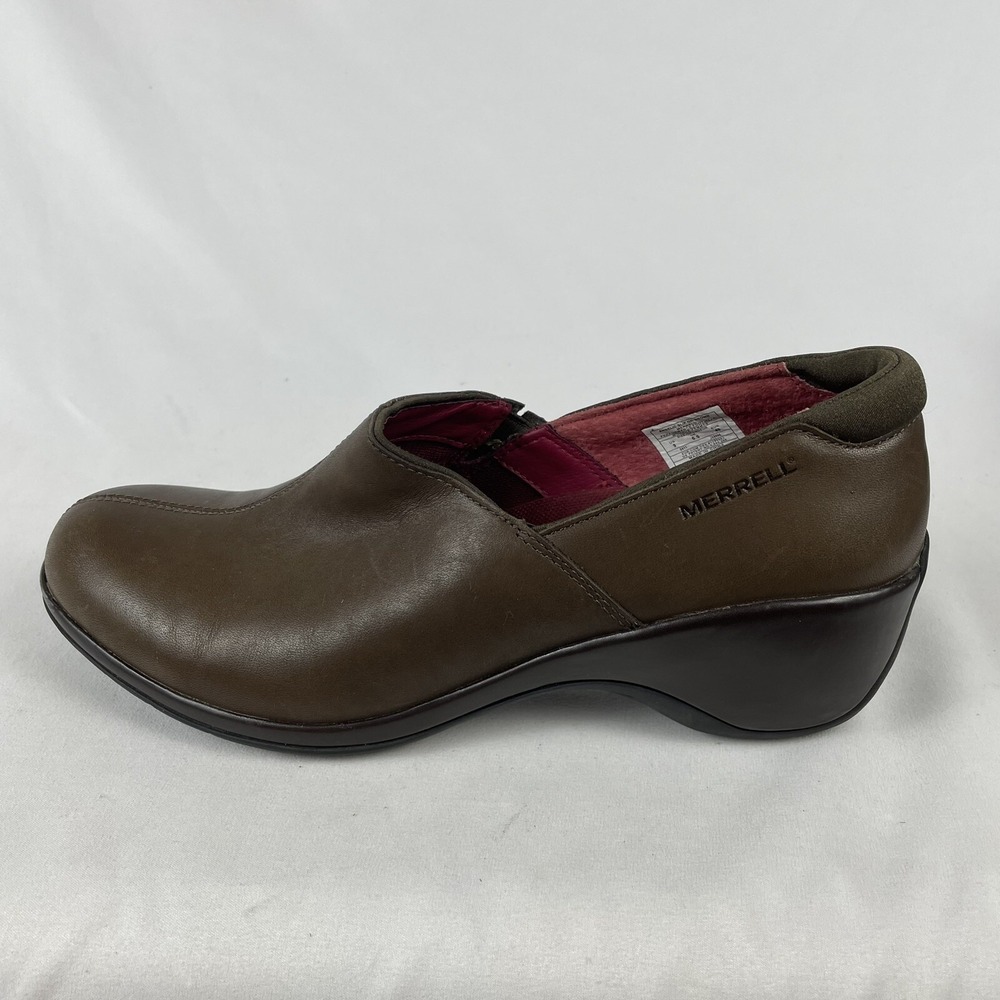 Merrell Angelic Leather Slip on Shoes Brown Casual Comfort Clog Women's size 9